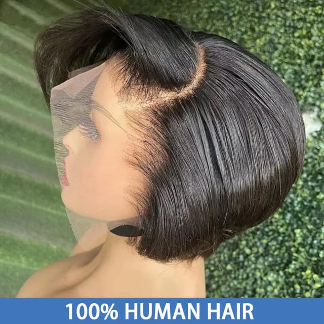 ブラジルのナチュラルヘアウィッグ,ピクシーカット,ショートボブ,レミー品質