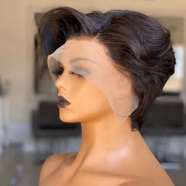 女性のための短いブラジルのかつら,短いボブ,透明なレース,自然な人間の髪の毛,13x4