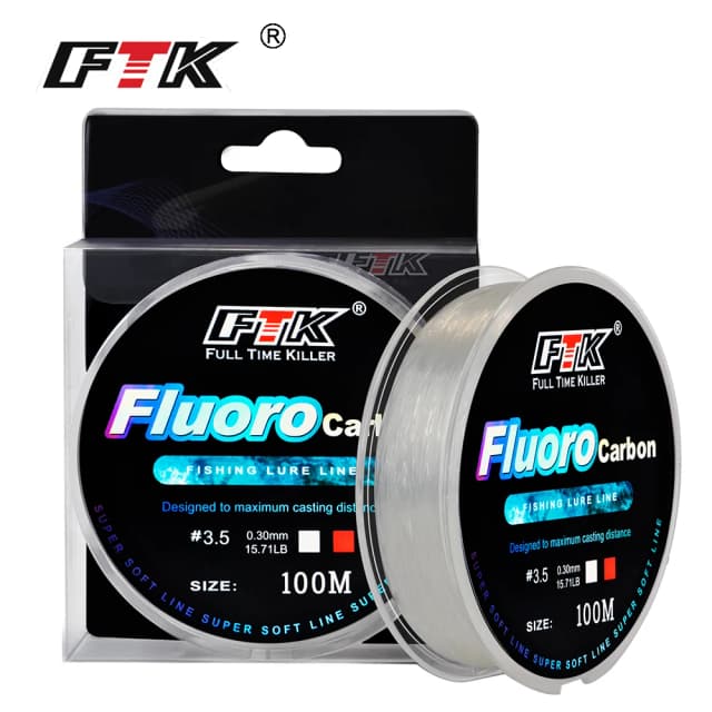 FTK-línea de Pesca de fluorocarbono, 100m, 4,13-34.32LB, líder de fibra de carbono, línea de Pesca con mosca, supersuave