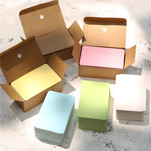 Caja de tarjetas de Papel Kraft de color blanco, tarjetas de visita, mensaje de agradecimiento, tarjeta de escritura, etiqueta, marcador, tarjeta de aprendizaje, 100 unids/lote