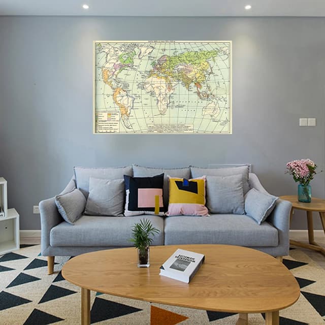 Póster de arte Retro del mapa del mundo de 17th-18th Century, pintura en lienzo no tejida, decoración para el hogar y la sala de estar, suministro escolar de 84x59cm