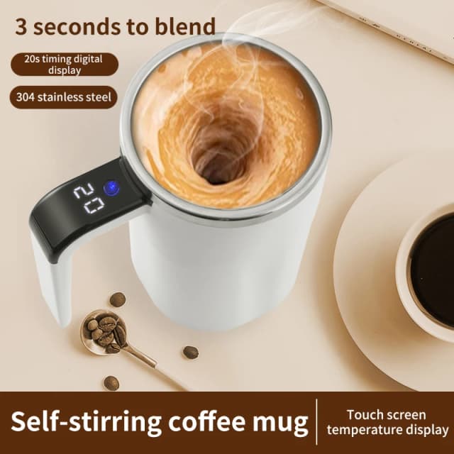 Mini taza mezcladora de café eléctrica de 380ML, IP67, impermeable, segura para alimentos, taza de café, taza magnética automática recargable por USB para té