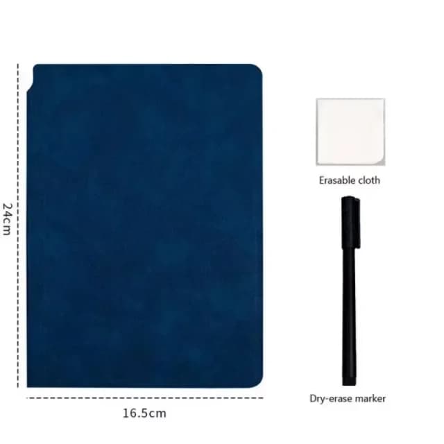 Cuaderno de pizarra reutilizable A5, notas de escritorio borrables, cubierta de cuero, borrador de escritura a mano, portátil para estudiantes de oficina y escuela