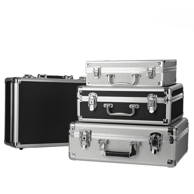 Caja de herramientas portátil de aluminio, equipo de seguridad, caja de herramientas, caja de instrumentos, caja de almacenamiento, Maleta, estuche resistente a impactos con esponja