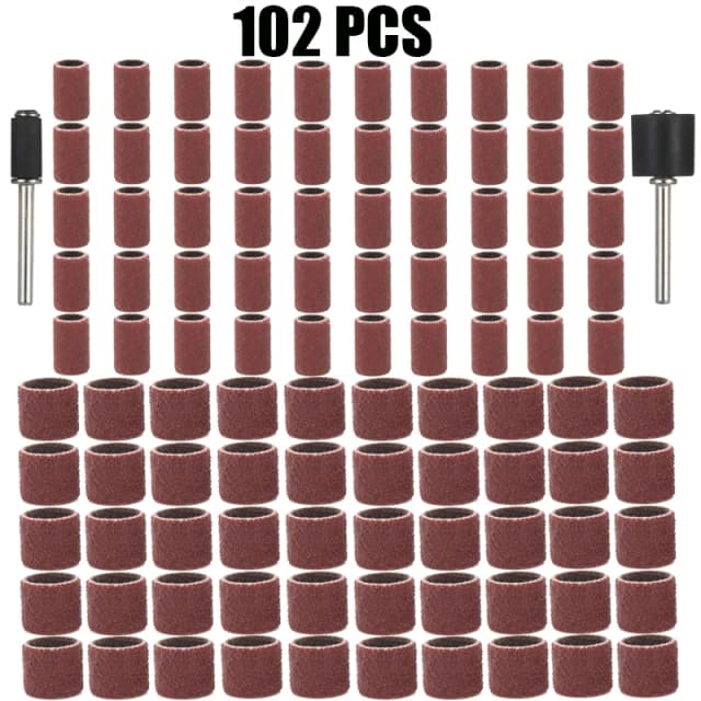Kit de tambores de lijado, banda de lijado, mandriles de arena de 1/2 1/4 pulgadas, grano 80/120/180, apto para taladro de uñas Dremel, herramientas abrasivas rotativas