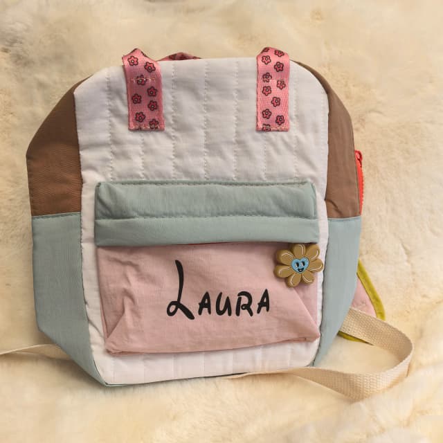 Mochila de compras impressa infantil personalizada, acessórios pendurados de girassol fofos e divertidos, mochila bloqueada por cores