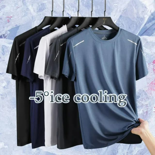 Camiseta Deportiva Reflectante de Manga Corta, de Seda Helada, Secado Rápido, Transpirable, Ligera, para Verano, Fitness y Deportes