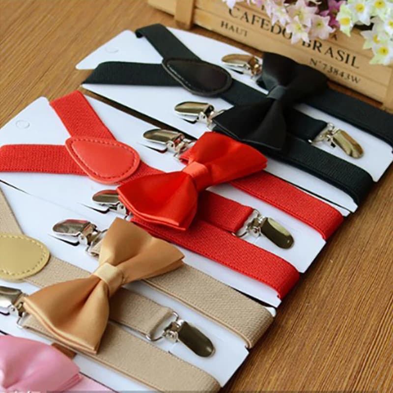 Tirantes con pajarita para niños, conjunto de pajarita a la moda para niños, tirantes ajustables para niñas, accesorios para corbatas de boda para bebés