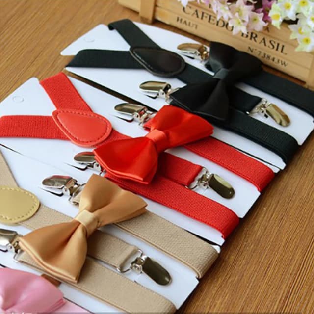 Tirantes con pajarita para niños, conjunto de pajarita a la moda para niños, tirantes ajustables para niñas, accesorios para corbatas de boda para bebés