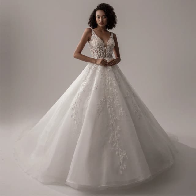 BEPEITHY Vestido De novia personalizado con cuello en V sin mangas vestidos De novia 2025 para mujer una línea De encaje De color marfil Vestido De novia bohemio