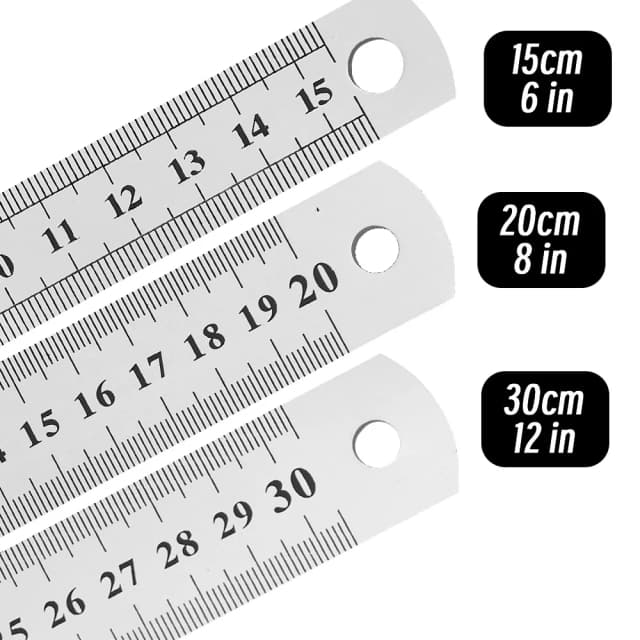 Regla recta de Metal de acero inoxidable 10P, 15-30cm, herramienta de medición de precisión de doble cara, escala, accesorios de regla métrica