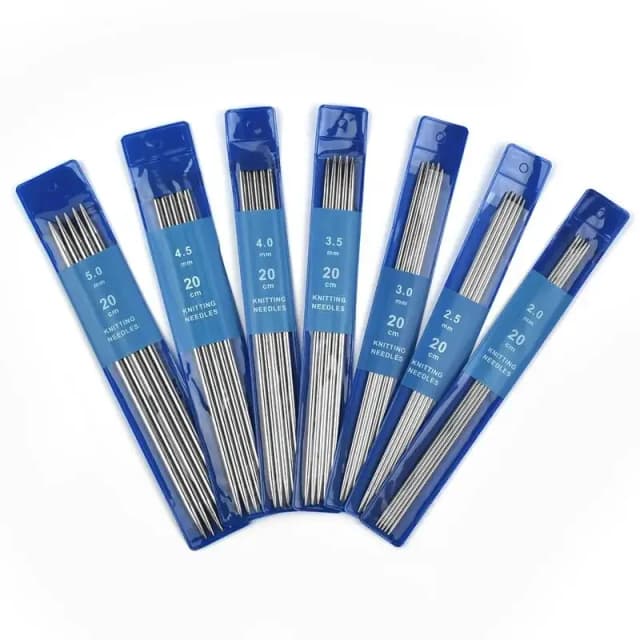 Conjunto de agulhas de tricô de aço inoxidável, 5 peças 20cm ferramenta 2-5mm agulhas de tricô retas de ponta dupla para suéteres projeto de tricô