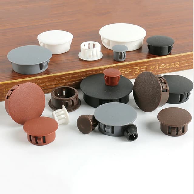 Caja de mesa para muebles de 5-60mm de diámetro, tapas antipolvo con orificio Extra, tapón con orificio de nailon de 5 colores, cubierta redonda de plástico a presión, 5/10/20 piezas