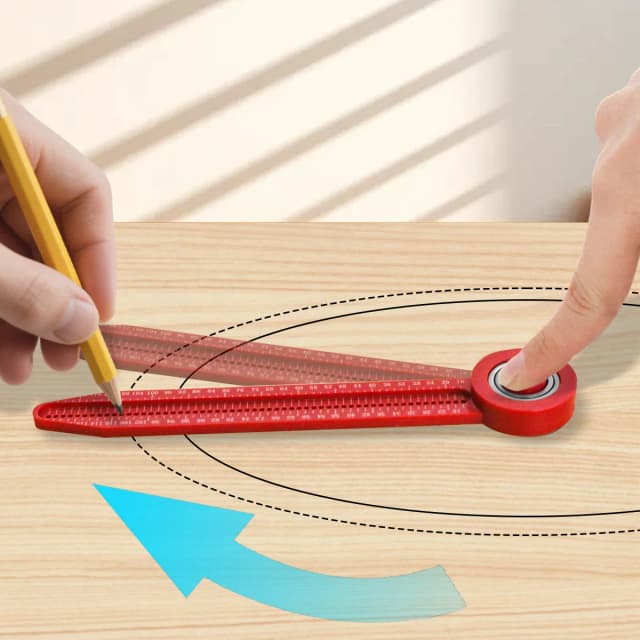 Regla de Diseño Circular Portátil con Compás, de Plástico, para Dibujo de Precisión, Herramienta de Medición para Trabajos en Madera y Proyectos de Ingeniería