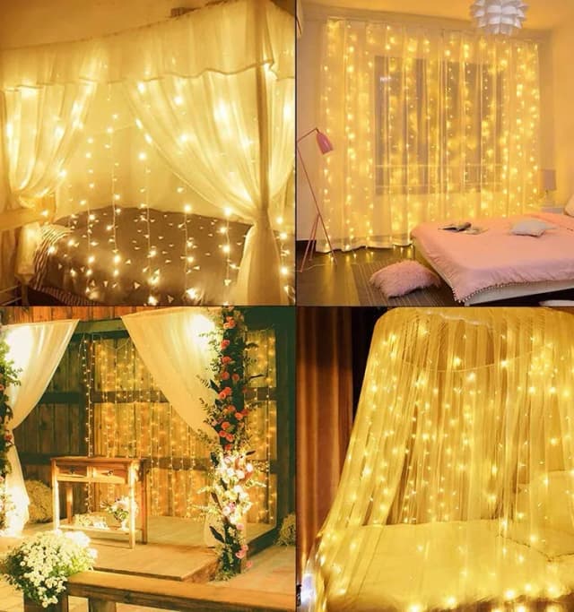 Guirnalda de luces Led para ventana, cortina de luces con control remoto por USB, 8 modos, decoración de boda, fiesta de Navidad, dormitorio y hogar