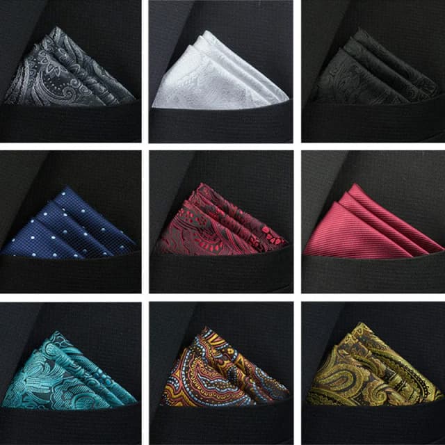 Nowa kieszonkowa chusteczka do nosa Akcesoria Paisley Solid Colors Vintage Business Suit Hanky Breast Scarf 25 * 25 cm