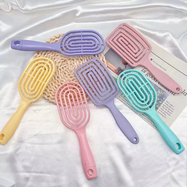 INS ヘアコーム女性用コームピンク & パープル北欧スタイル弾性コームマカロンカラーふわふわ高頭蓋コーム女性用マッサージコーム