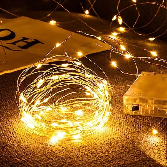 Cadena de luces LED de alambre de cobre, guirnaldas impermeables para exteriores, adorno de hadas, decoraciones de boda para Año Nuevo, árbol de Navidad, 10M