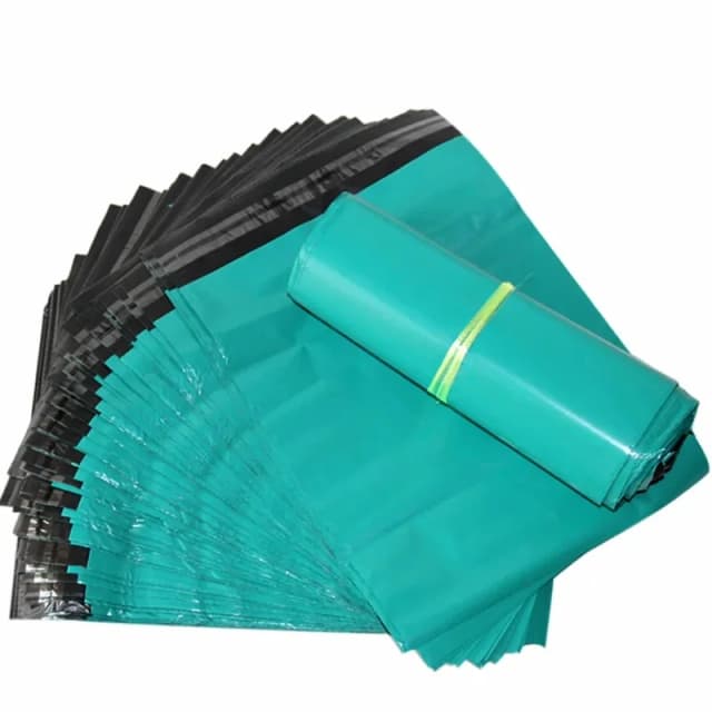 Bolsa de plástico verde para mensajería, bolsas de embalaje exprés, ropa gruesa, bolsas de correo impermeables, bolsa de sobre autosellada, 50 unids/lote por paquete