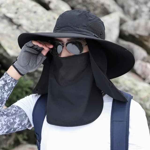 Sombrero pesca al aire libre ajust., prot. Solar, sombrilla transpirable plegable, hombres/mujeres, senderismo, camping, gorra casual