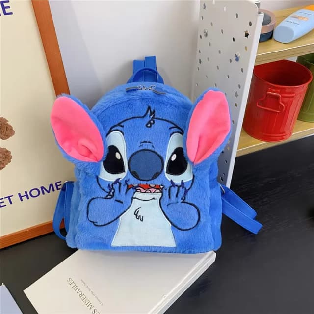 Nueva mochila de felpa de Disney Ins, mochila de estudiante de gran capacidad con dibujos animados divertidos de punto azul japonés, bolsa de guardería, regalo para niños