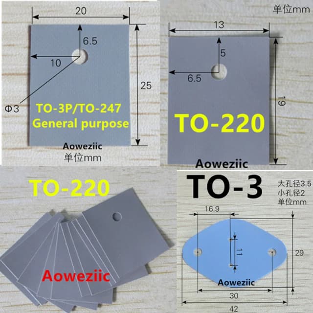TO-220 TO220 TO-247 TO-3P Transistor radiador refrigeración almohadilla térmica de silicona tarjeta de película disipador de calor junta de aislamiento de hoja