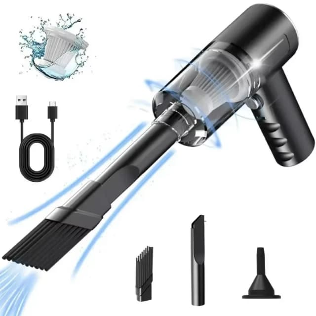 Aspiradora 3 en 1 con función de succión y soplado integradas, aspiradora combinada con carga USB, aspiradora pequeña para coche y hogar