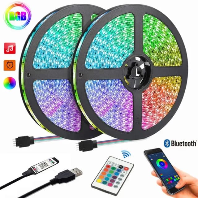Luces Led USB de 5V, aplicación y Control remoto de 24 teclas, luces de diodo de cinta Flexible RGB para fondo de TV, Luces Led