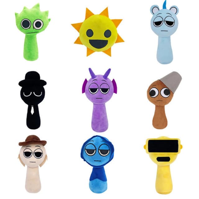 Nuevos juguetes de juego de terror de peluche Sprunki, almohada de peluche suave y bonita de dibujos animados para chico, regalo de cumpleaños y Navidad, muñecos rellenos para niños