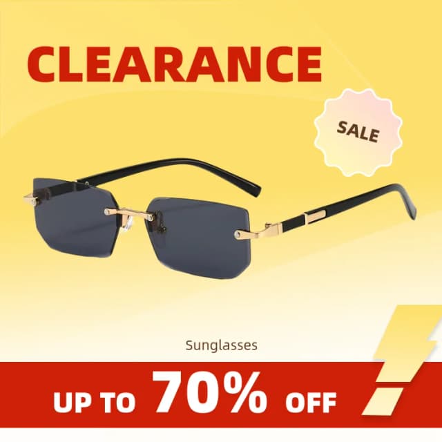 Clearance_Gafas de sol sin montura, rectangulares, a la moda, populares, para mujeres y hombres, gafas de sol cuadradas pequeñas para mujer, hombre, viajes de verano