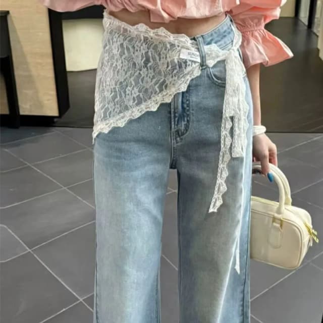 Falda de estilo coreano y japonés, suave, con patchwork de encaje, diseño de capas, con volantes en la parte trasera, tipo delantal pequeño, para combinar con vestido