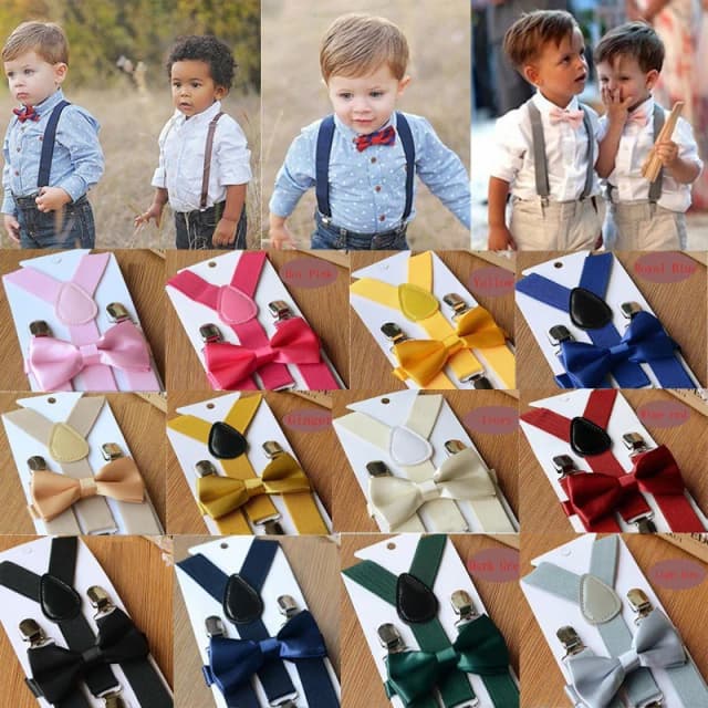 Tirantes y pajarita para niños, tirantes para niños de 2 a 7 años, cinturón con tirantes rosa, soporte para pantalones para camisa