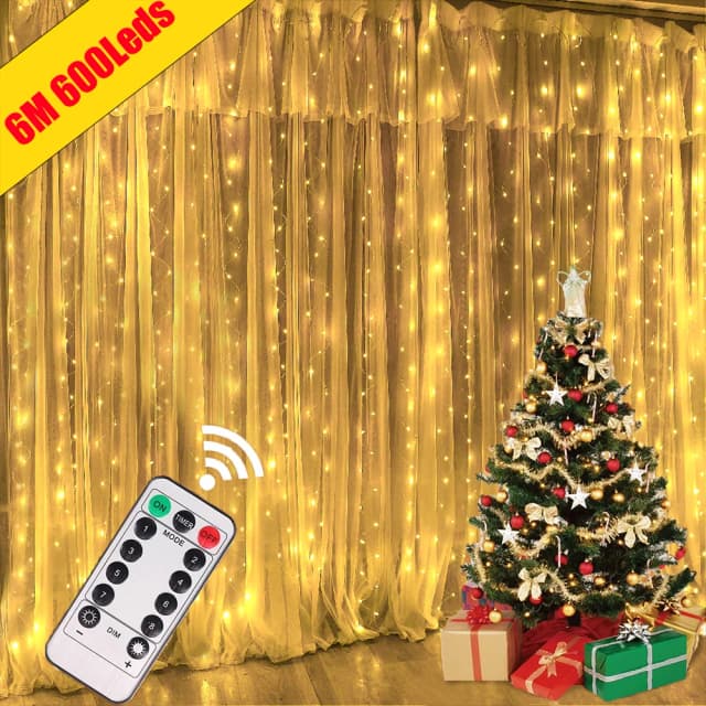 Guirnalda de luces LED con Control remoto por USB, cadena de luces de hadas, decoración navideña para el hogar, dormitorio, lámpara de Año Nuevo, 8 modos