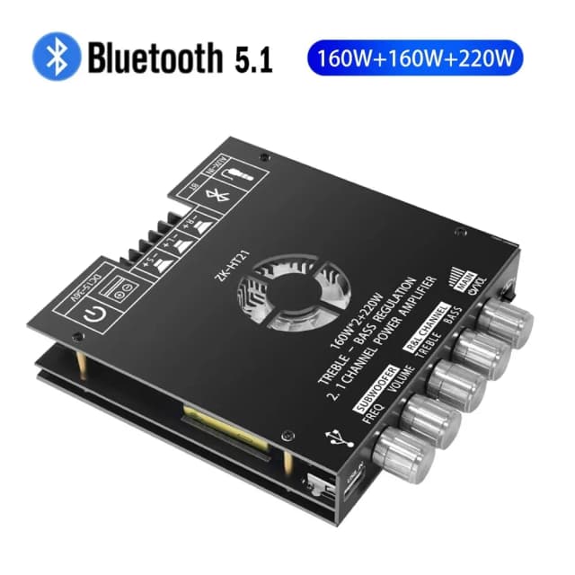 ZK-HT21 2.1 チャンネル TDA7498E 160WX2 + 220W Bluetooth デジタルパワーアンプモジュール高音および低音サブウーファー