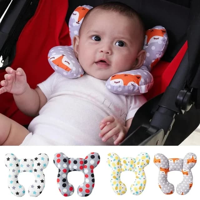 Almohada multifuncional para cochecito, nueva almohada en forma de U de dibujos animados para niños, almohada suave para bebé, almohada para coche de viaje para niños