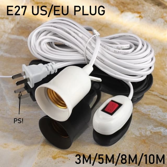 Portalámparas universal de 4,2 m-9,2, m con interruptor, adaptador de casquillo de bombilla LED, portalámparas de tornillo E27, herramienta accesorio, suspensión de enchufe doble
