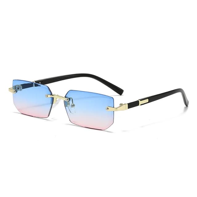 Gafas de sol sin montura rectangulares a la moda populares para mujeres y hombres, gafas de sol cuadradas pequeñas para mujer y hombre, gafas de viaje de verano