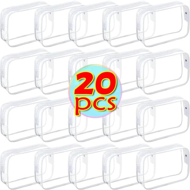 1/20 piezas organizador de viaje de almacenamiento de PVC transparente bolsa de maquillaje transparente bolsa de cosméticos de esteticista estuche de belleza bolsa de aseo bolsas de lavado