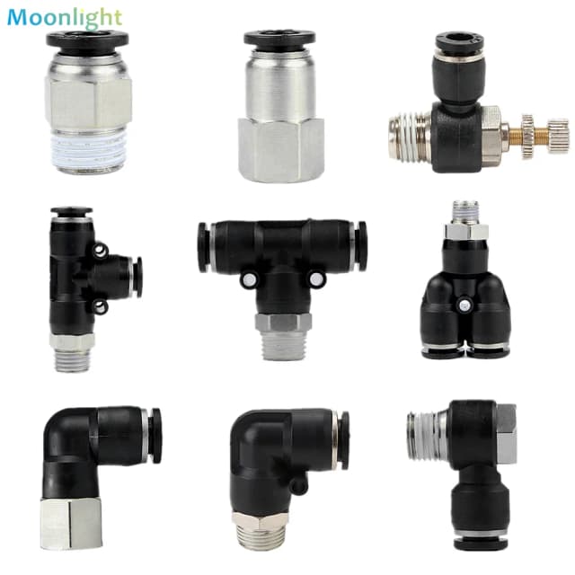Conector de aire neumático PC/PCF/PB/PKB/PH/PL/PLF/PX/SL 4mm 6mm 8/10mm rosca 1/8 1/4 3/8 1/2 accesorios de manguera de plástico negro