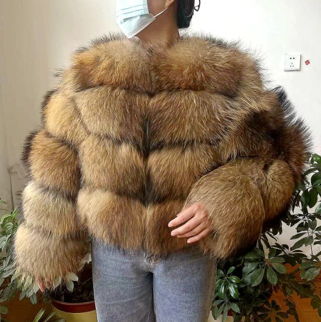 WEFURLENA  Real Raccoon Fur Coat  Winter Jacket Women natural Raccoon  fur coat Street warm long sleeve Natural Luxury Jackets