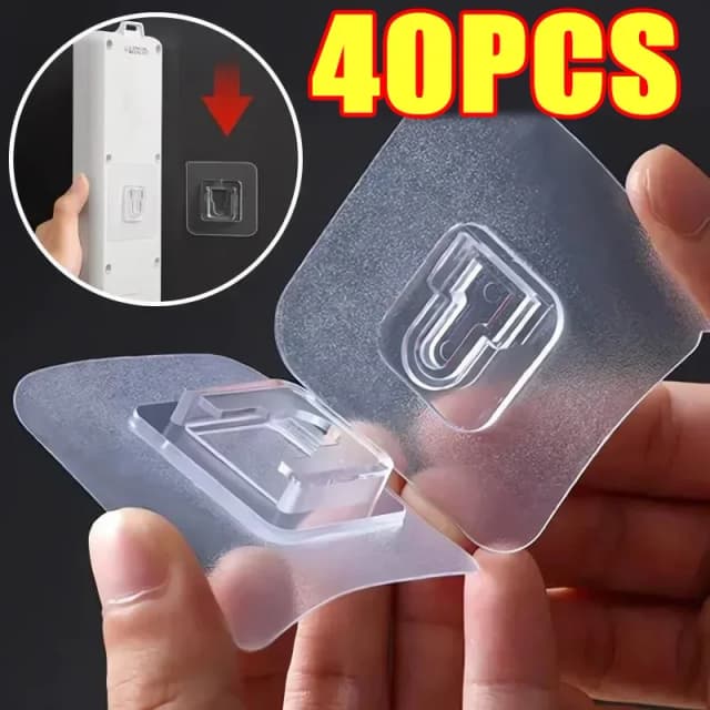 Ganchos Adhesivos de Doble Cara para Pared, Ganchos de Succión Transparentes y Resistentes, Ganchos de Almacenamiento para Baño, Cocina y Dormitorio