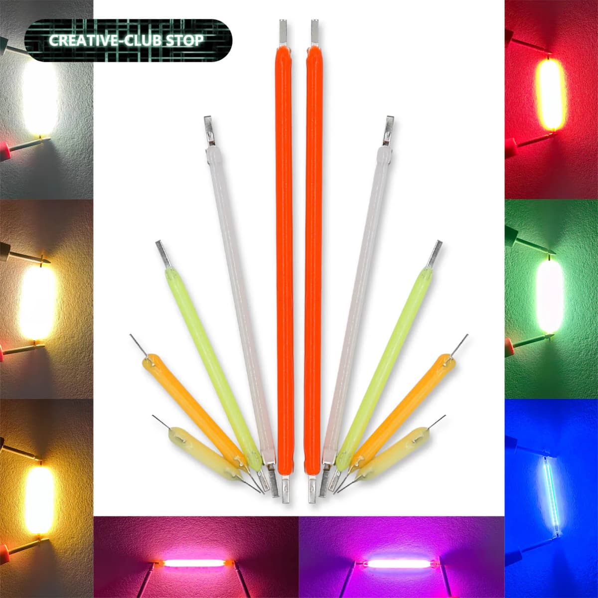 10 Uds. Filamento LED COB 18,8mm 29mm 38mm 54mm 68mm piezas de lámpara de bombilla Edison DC 3V 12V 57V accesorios de diodos de luz incandescentes