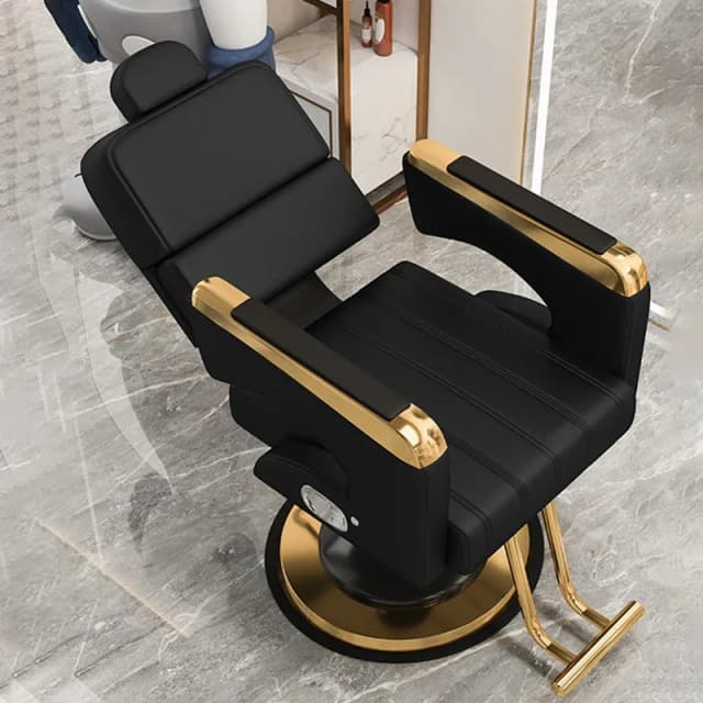 Cadeira de barbeiro para barbearia, 360 °   Cadeiras giratórias e hidráulicas, novo design, móveis personalizáveis para loja de cabeleireiro no atacado