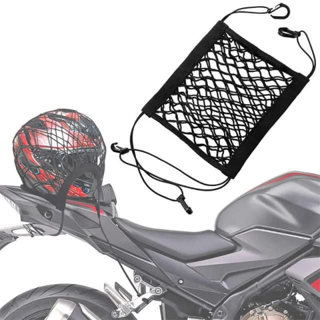 Red de carga para motocicleta, red de motocicleta de doble capa de alta elasticidad para almacenamiento de casco, red de carga elástica de 10 "X 11" con ganchos, red para equipaje