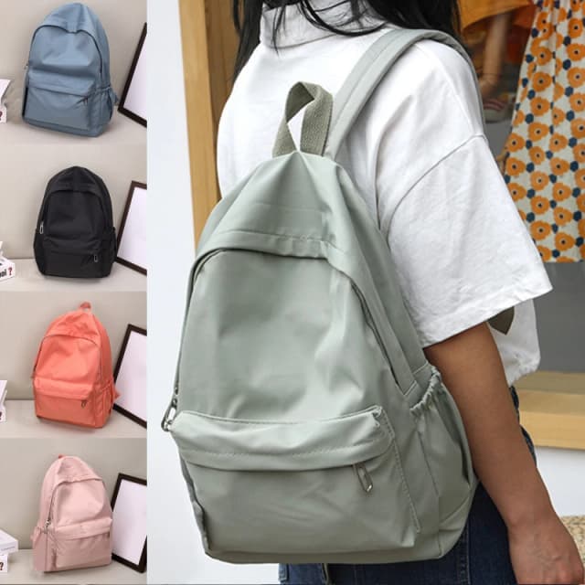 Mochila Ligera de Color Sólido Simple, Bolso Casual Multifuncional para Estudiantes de Secundaria, Perfecto para Viajes Escolares y Uso Diario