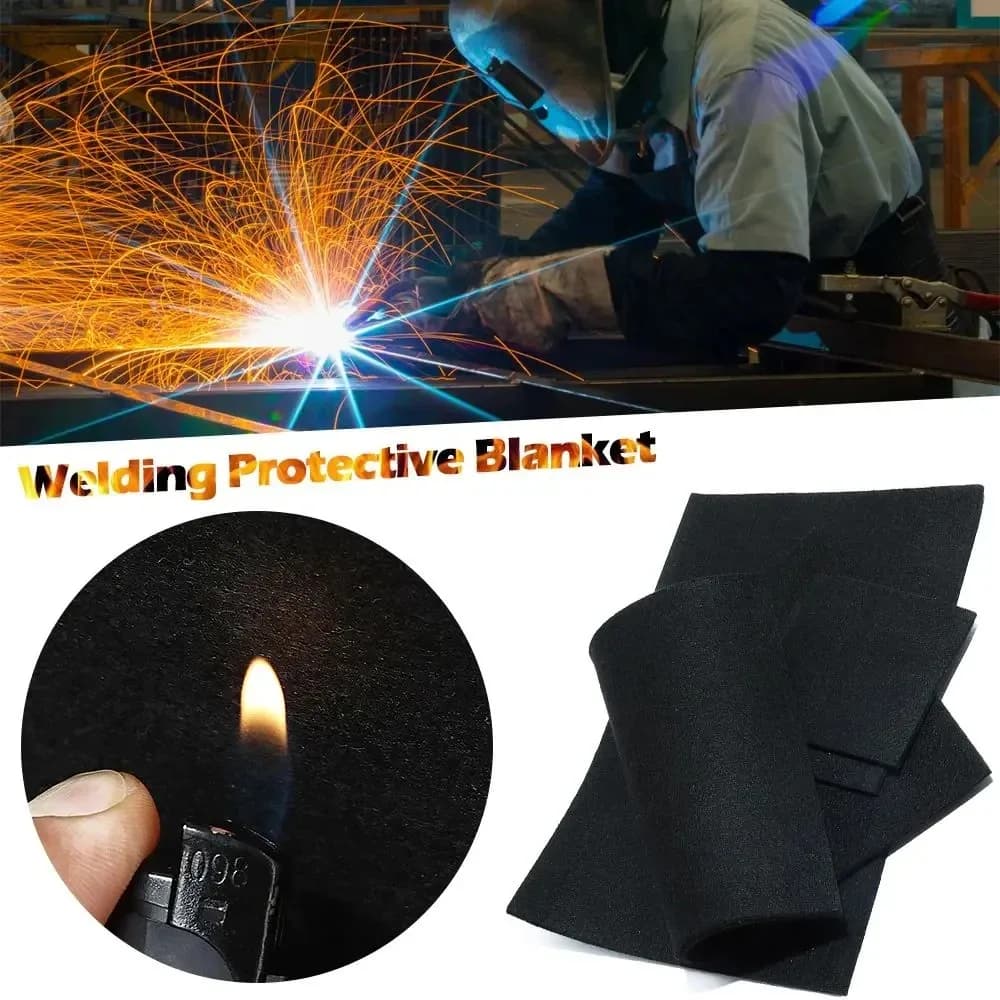Manta protectora de soldadura negra de fieltro de 300x300mm, paquete de protección para antorcha, hoja protectora de fibra de carbono duradera de alta temperatura