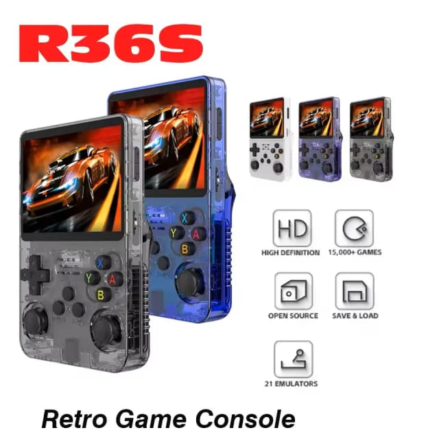 Consola de juegos portátil de vídeo Retro R36S, sistema Linux, pantalla IPS de 3,5 pulgadas, batería de 3000mAH, tarjeta TF de 64G/128G, juegos preinstalados