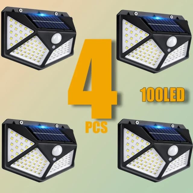 1/2/4 Uds nuevas luces solares lámpara de pared para exteriores Sensor de movimiento PIR 100LED luz Solar de calle para jardín patio