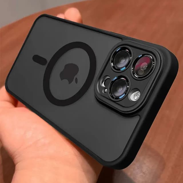 Funda magnética de lujo con carga inalámbrica para iPhone Magsafe 16, 15, 14, 13, 12, 11 Pro Max, armadura translúcida mate, a prueba de golpes