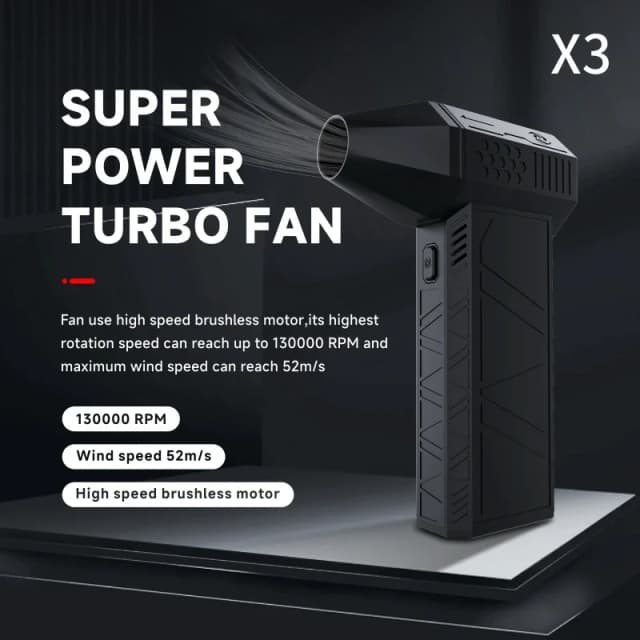 Mini ventilador Turbo Jet 130000 RPM Velocidad del viento 45 m/s Motor sin escobillas Ventilador de conducto de mano Soplador eléctrico Turbo ciclónico de alto rendimiento